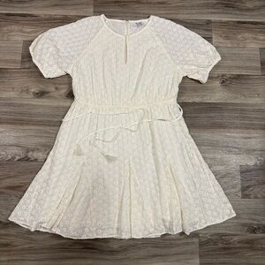 NWT Madewell Petite Eyelet Tassel-Tie Mini White Dress in Lighthouse Size 10